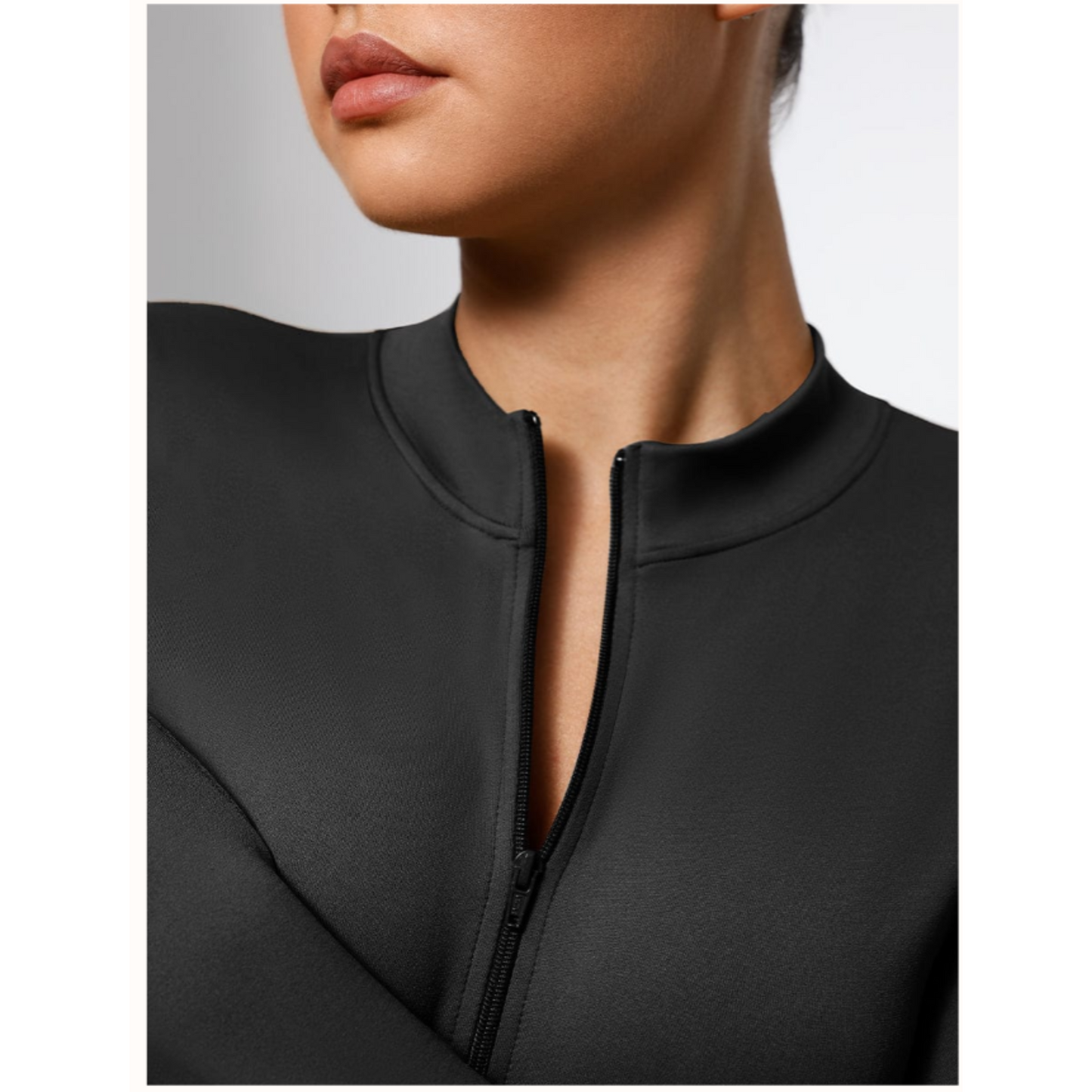 Body a Manica Lunga con Zip Frontale