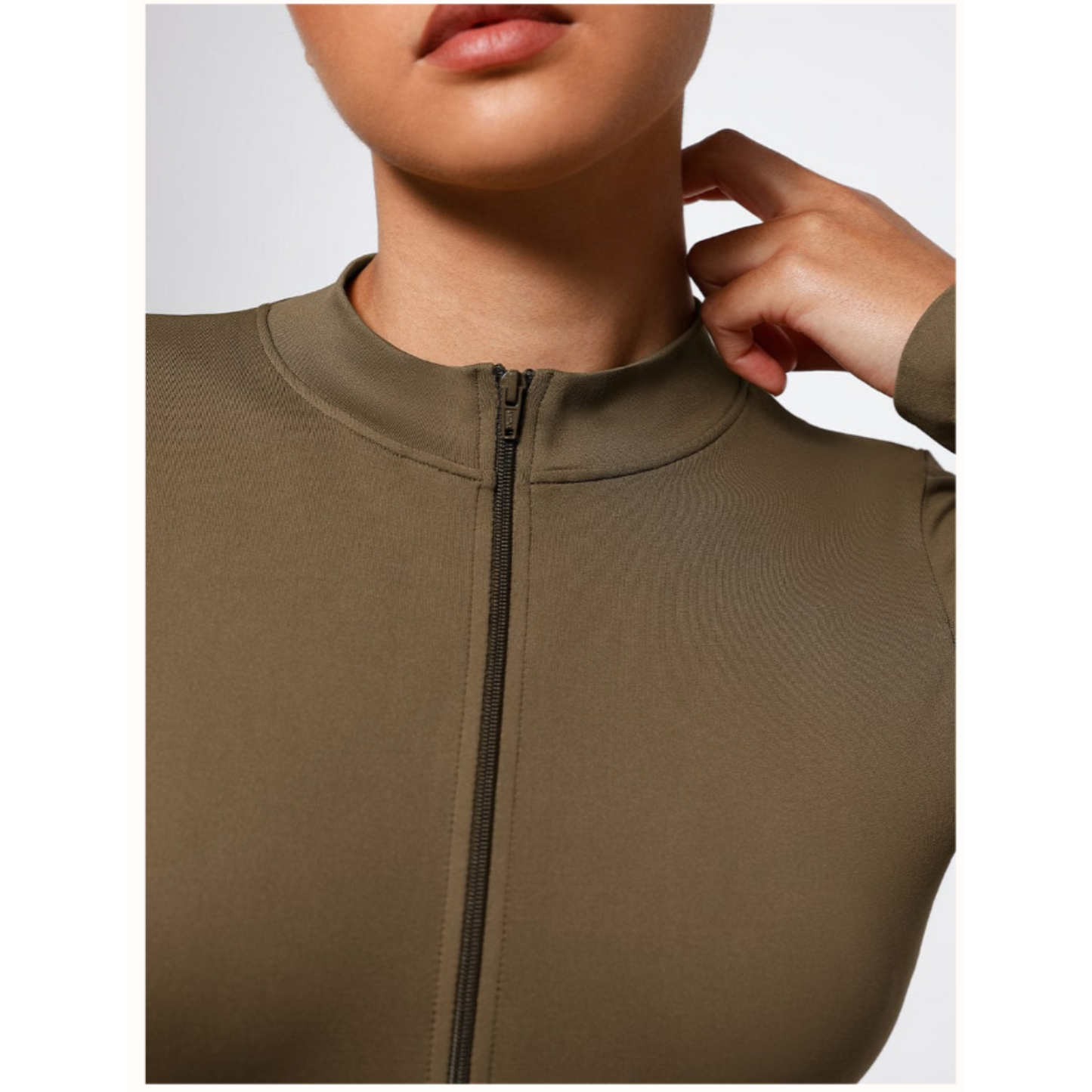 Body a Manica Lunga con Zip Frontale